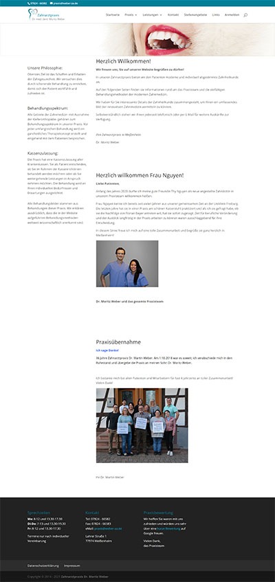 medfit Webdesign - Full-Service-Webagentur aus München für Webdesign, Suchmaschinenoptimierung (SEO) und Online Marketing - Kundenprojekt Zahnarztpraxis Dr. Moritz Weber Screenshot 2